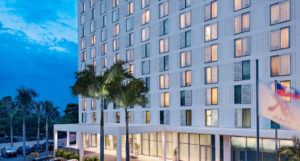 Façade architecturale réalisée par Epsylon pour l'hôtel Marriott Hotel Port-au-Prince